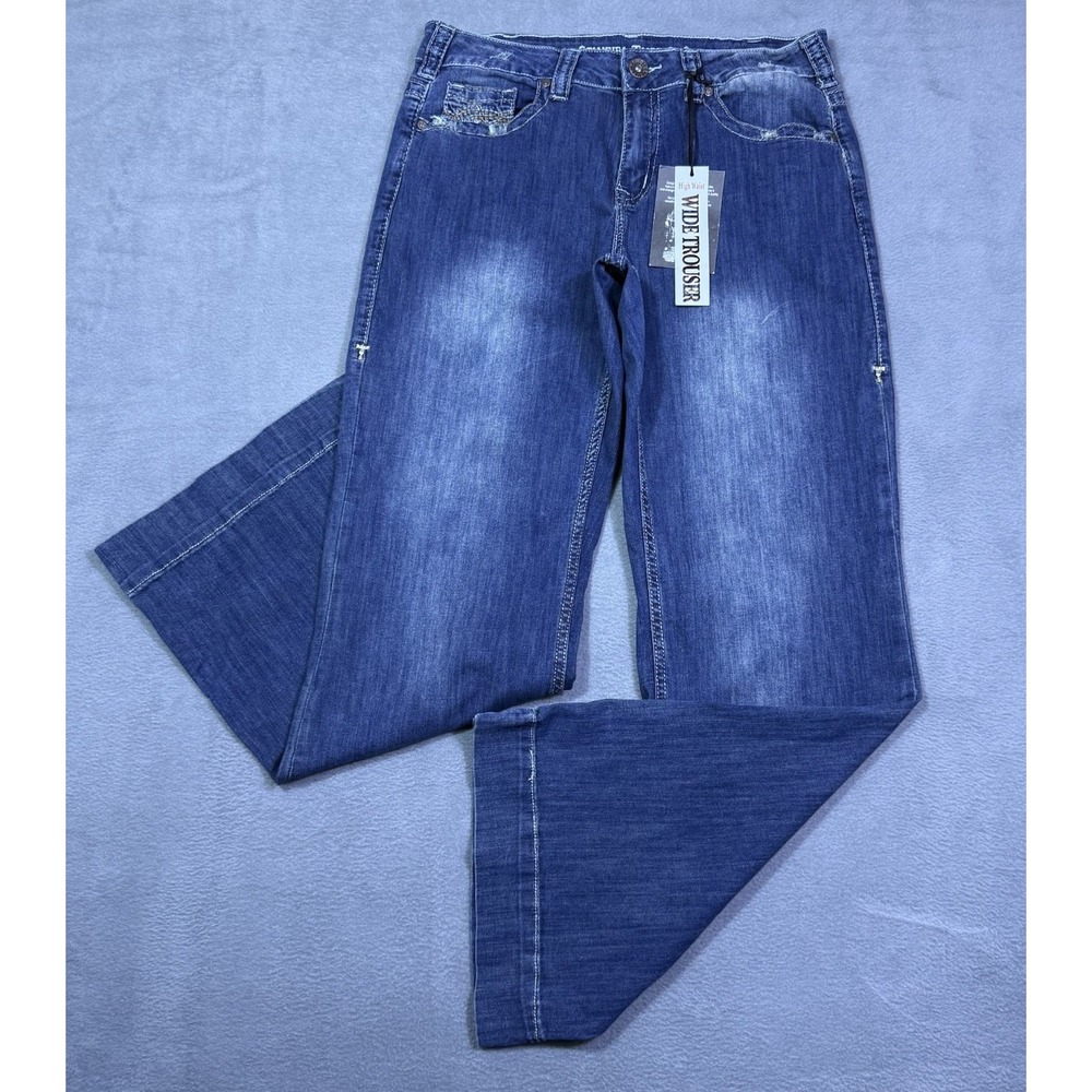 Cowgirl Tuff Jeans Womens 32x32 Wide Leg Trouser Flared Stretch Hippie Boho NEW
